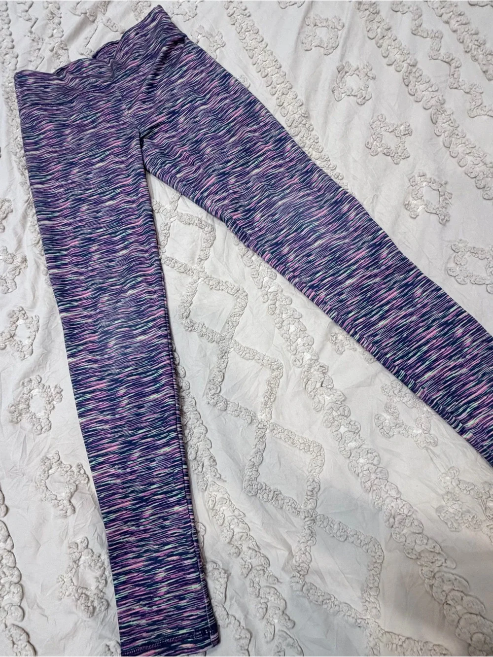 Justice Purple Space-Dye Leggings with Pink & Blue Streaks